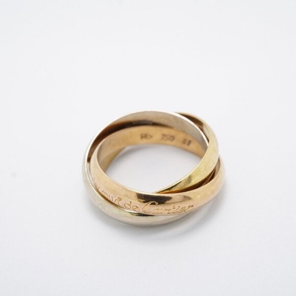CARTIER Trinity Ring 51 K18YG 18K Yellow Gold White Gold Rose Gold Women's - Picture 7 of 8